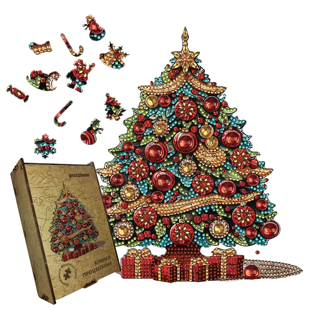 Пазл дерев'яний Ялинка А5 35 деталей картонна коробка 18х15 см