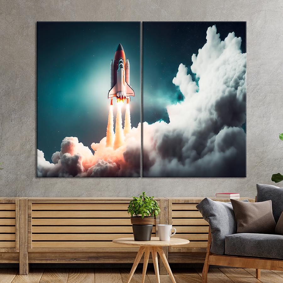 Картина космос Взлет космического корабля 111x81 см (A1297-2)