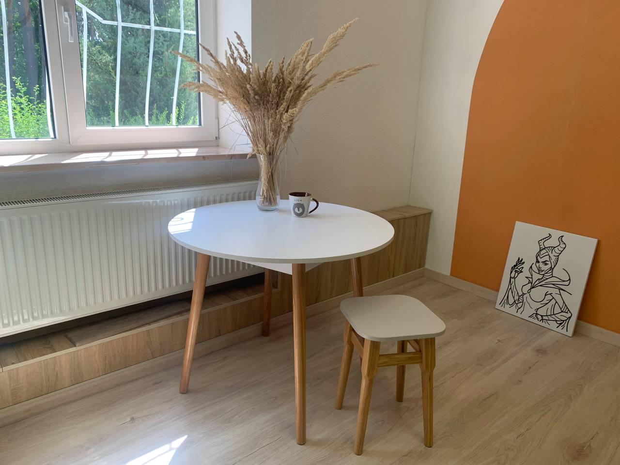 Стол обеденный на деревянных ножках Майами-1 круглый 900x900x765 мм Белый - фото 8