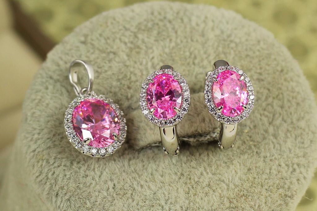 Набор Xuping Jewelry Малинки с розовым камнем Серебристый (38139720) Набор Xuping Jewelry Малинки с розовым камнем Серебристый (38139720)