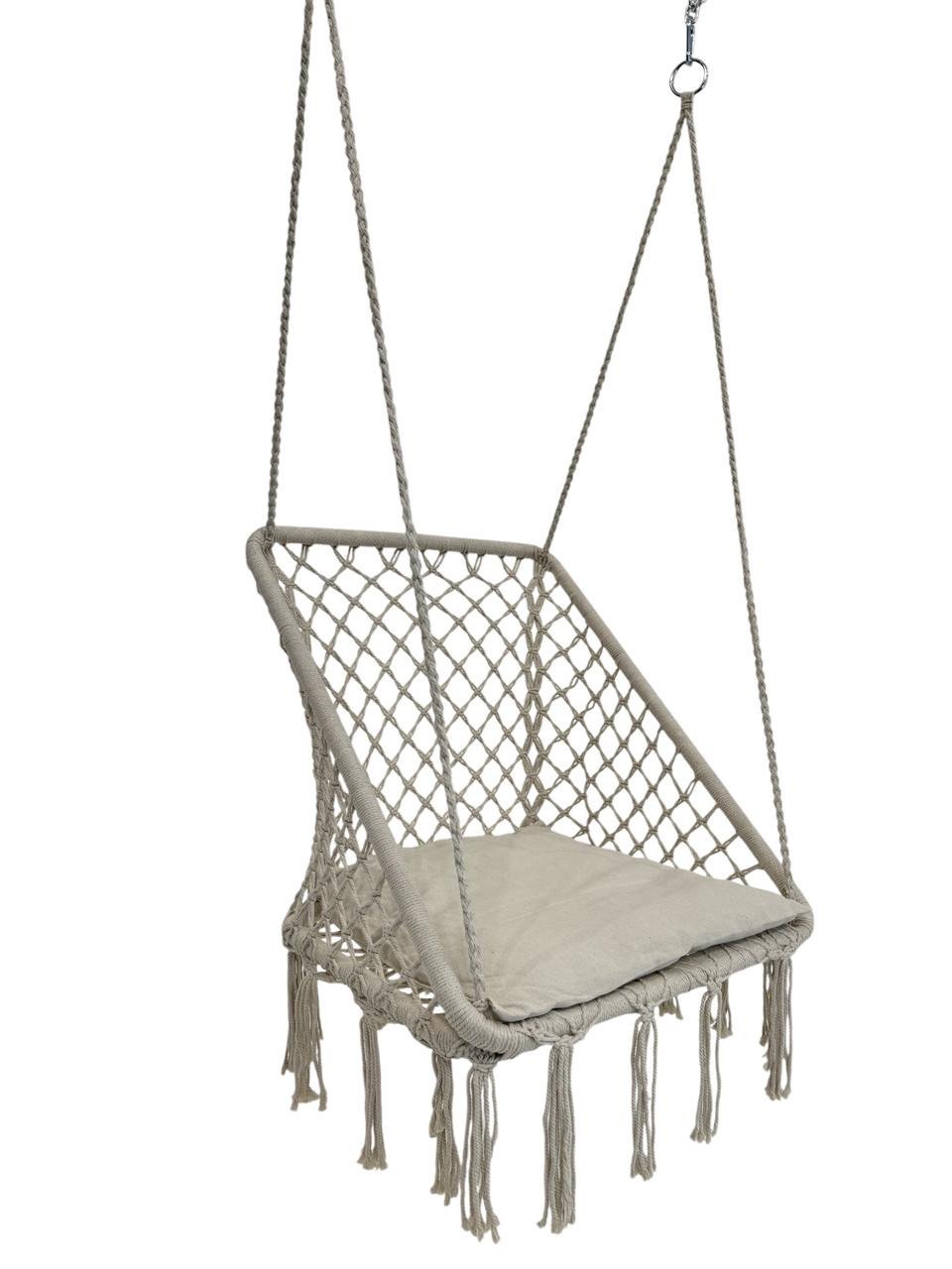 Крісло-гойдалка підвісна WCG Плетена квадратна з м’якою подушкою Білий (2689017148) - фото 2