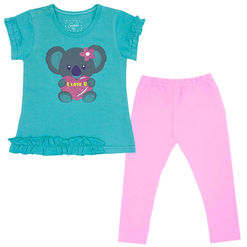 Костюм дитячий бавовняний літній для дівчинки Gabbi KS-19-14-3 Тропіки 86 см Ментоловий (11662)