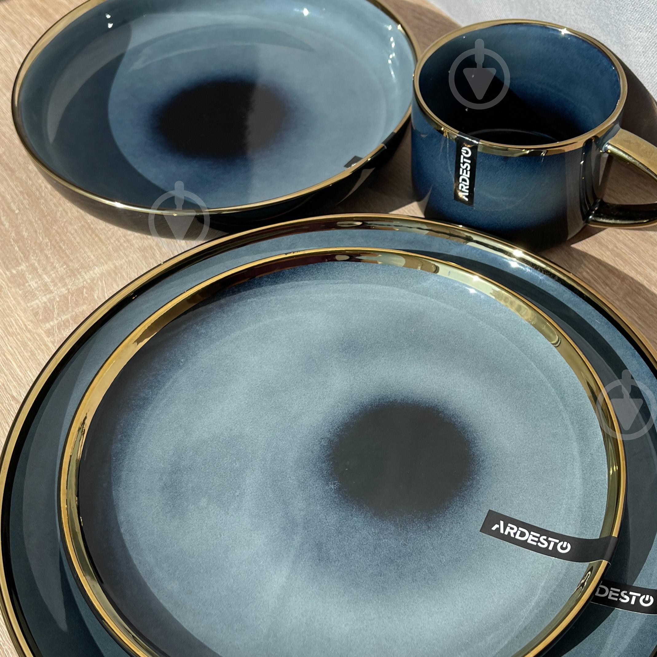 Сервиз столовой посуды Ardesto Andria 10 предметов 2 персоны керамика Синий с золотым кантом - фото 9 Сервиз столовой посуды Ardesto Andria 10 предметов 2 персоны керамика Синий с золотым кантом - фото 9