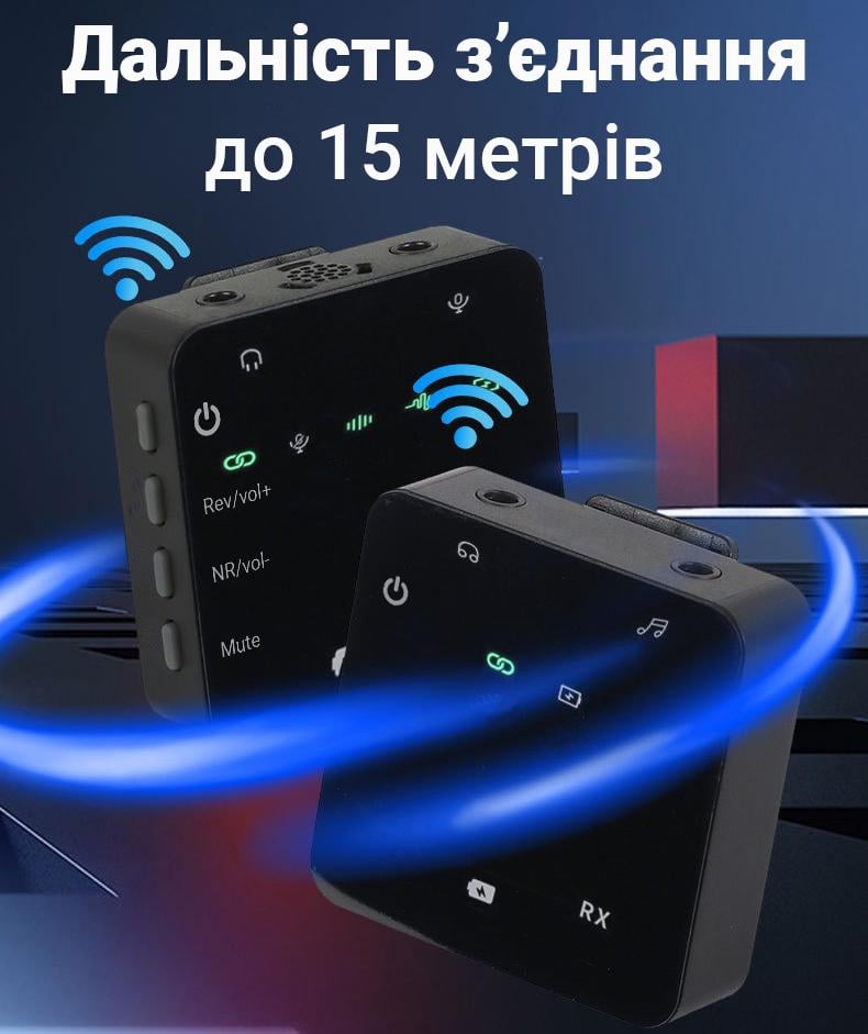 Радиосистема с петличным микрофоном Savetek GS-P19 радиочастотный микрофон 2,4 ГГц для камеры и смартфона - фото 5