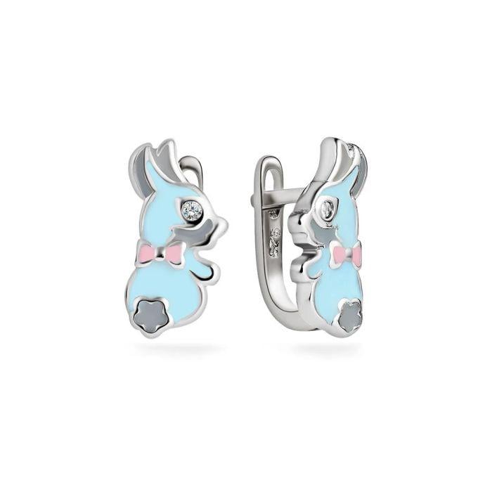Серьги детские серебряные Зайчики 925° (548868210)