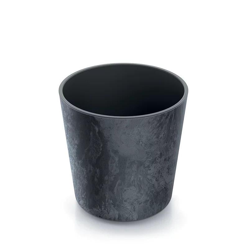 Горщик для квітів Prosperplast Urbi Round Effect круглий з вкладишем 30х30х29,5 см Антрацит мармуровий (88410-433)