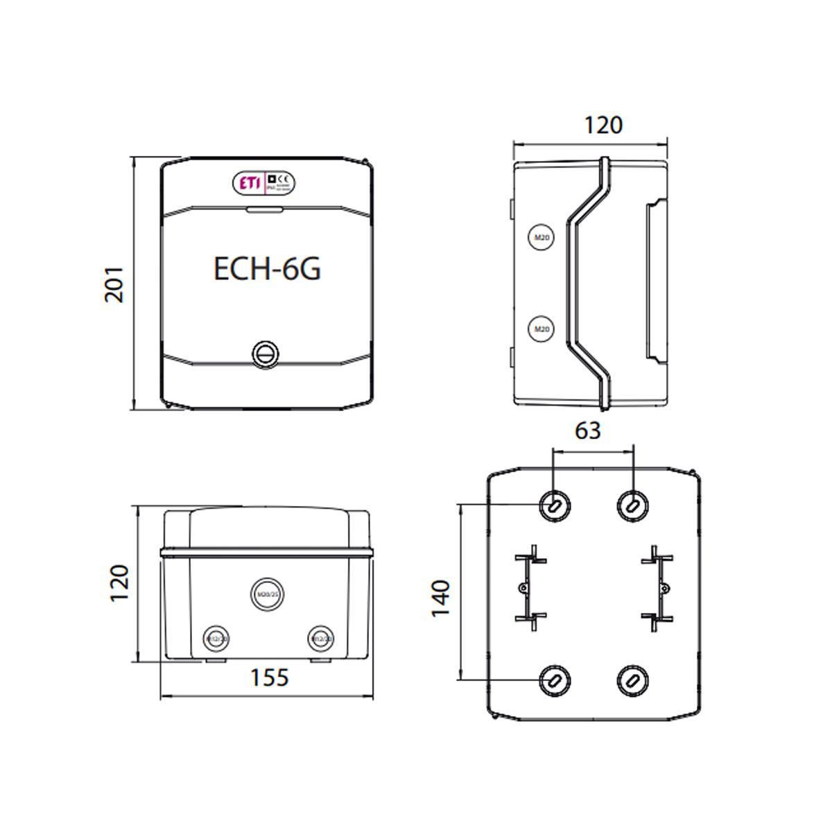 Щит розподільний ETI ECH 6G 6 модулів пластик 201х165х120 мм Прозорий  (1101176)