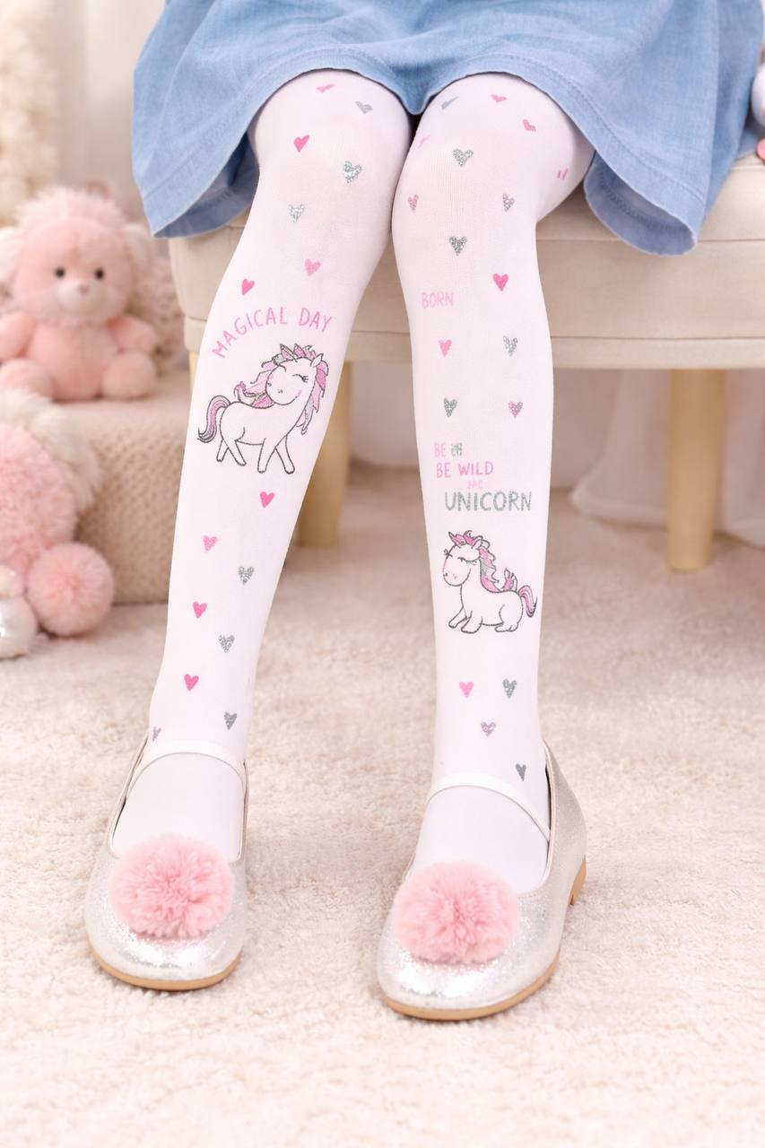 Колготы капроновые для девочки Day Mod Единорог 5-6 лет 106-118 см Белый (2125144 )