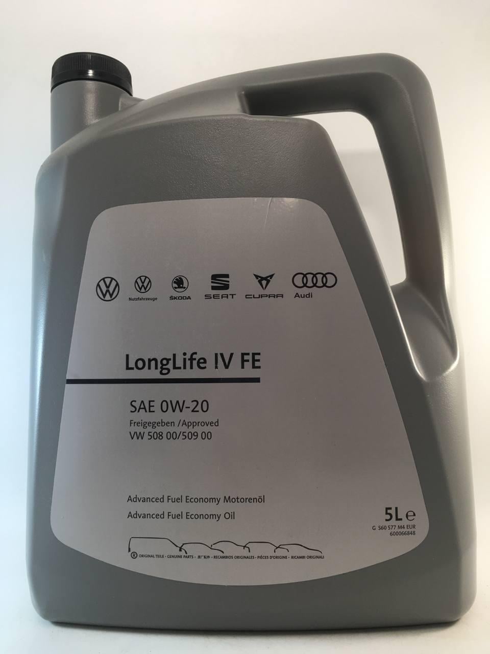 Моторное масло VAG Longlife IV FE C5 SP 0W-20 5 л (G052577M4)