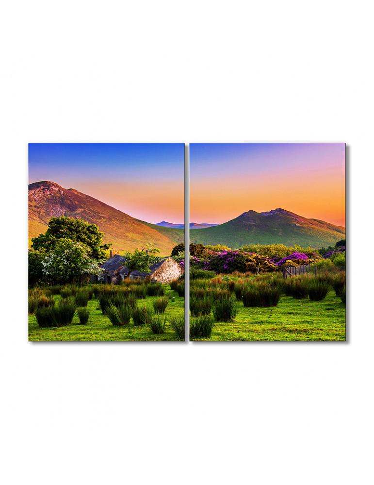 Картина модульная Радужное небо и поле 2 модуля 120x180 см