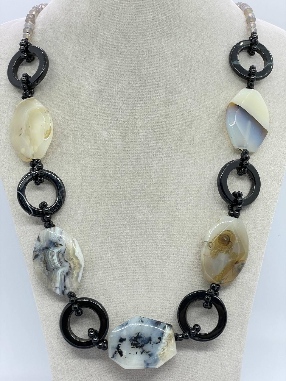 Бусы агат 65 см Разноцветный (1289)