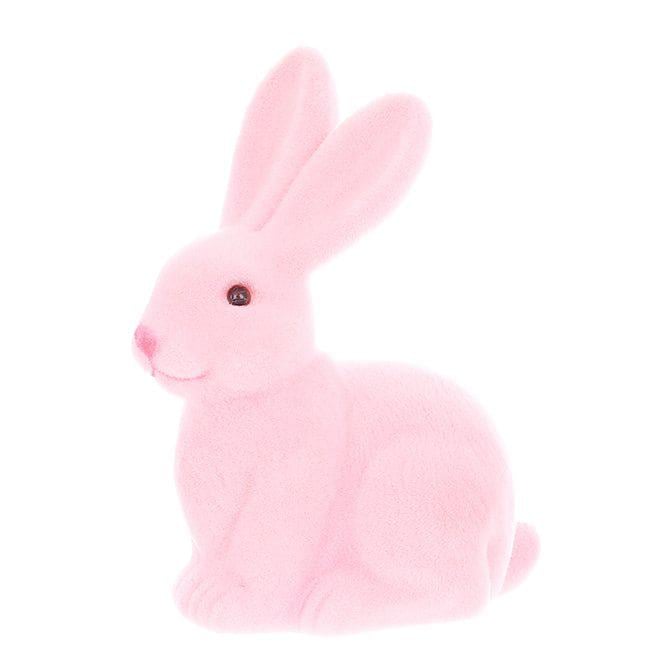 Фигурка пластиковая Flora Кролик из флока 15 см Розовый (42128)
