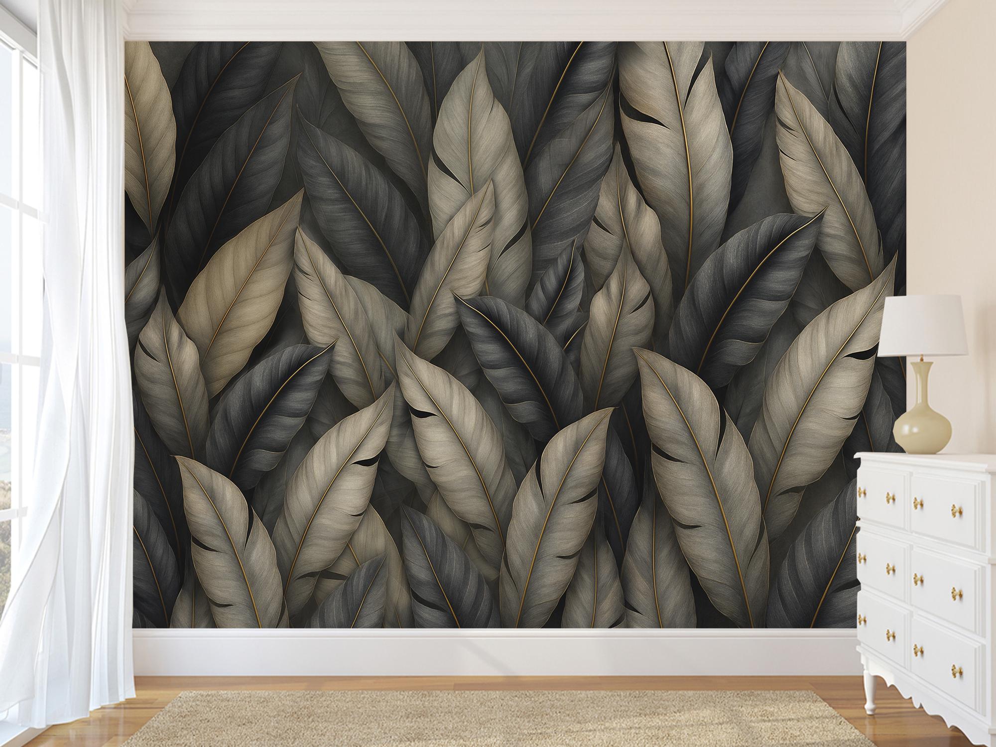Фотообои флизелиновые Upstream Темный шик абстрактные листья 180х120 см (S5NTR-106/2) - фото 3