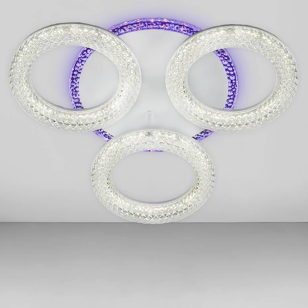 Люстра потолочная светодиодная Lighthouse SC-19136/3C WH/PK/BU/PL 54W/16W 2,4G 430х100 мм Белый