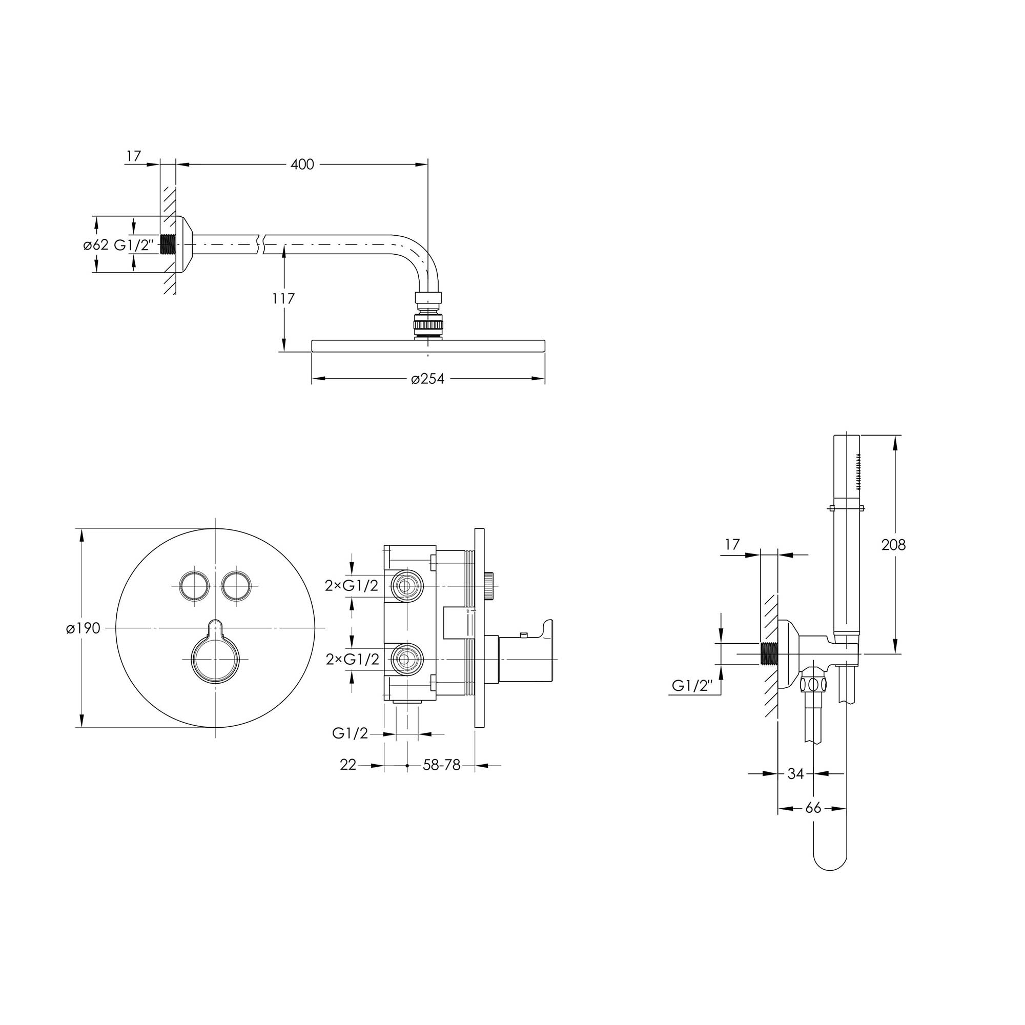 Душевая система Imprese Smatr Click ZMK101901216 с термостатом латунь Черный (ANT-82146) - фото 2 Душевая система Imprese Smatr Click ZMK101901216 с термостатом латунь Черный (ANT-82146) - фото 2