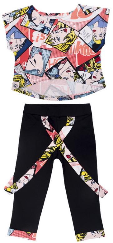 Костюм летний детский для девочки GABBI Коллаж 122 см Красный (13640)