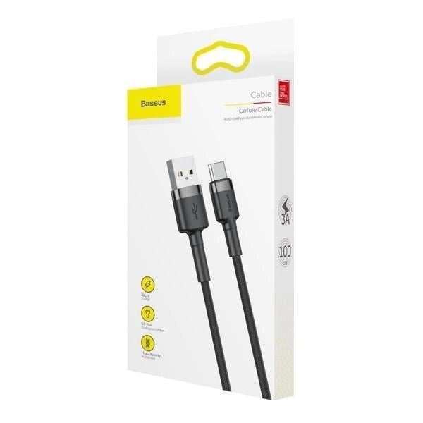 Кабель для швидкого заряджання BASEUS Cafule Cable USB для Type-C Quick Charge 3,0 3 A 1 м Black/Grey (CATKLF-BG1) - фото 9 Кабель для швидкого заряджання BASEUS Cafule Cable USB для Type-C Quick Charge 3,0 3 A 1 м Black/Grey (CATKLF-BG1) - фото 9