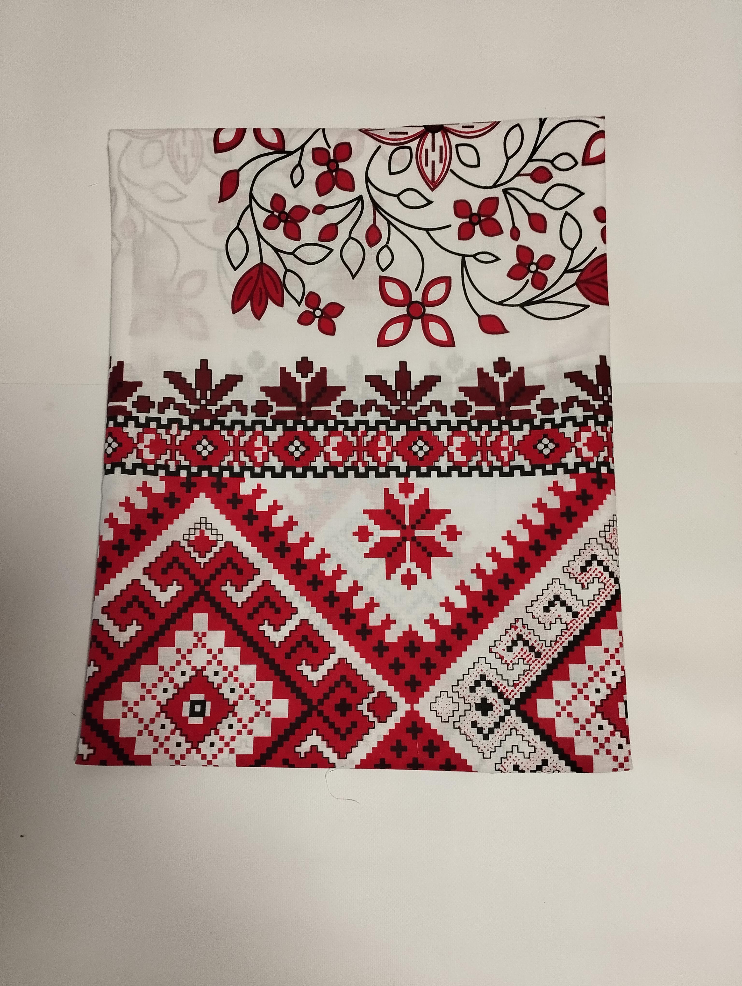 Простирадло полуторне Орнамент бязь голд люкс 160х220 см Червоний на білому (19151329)