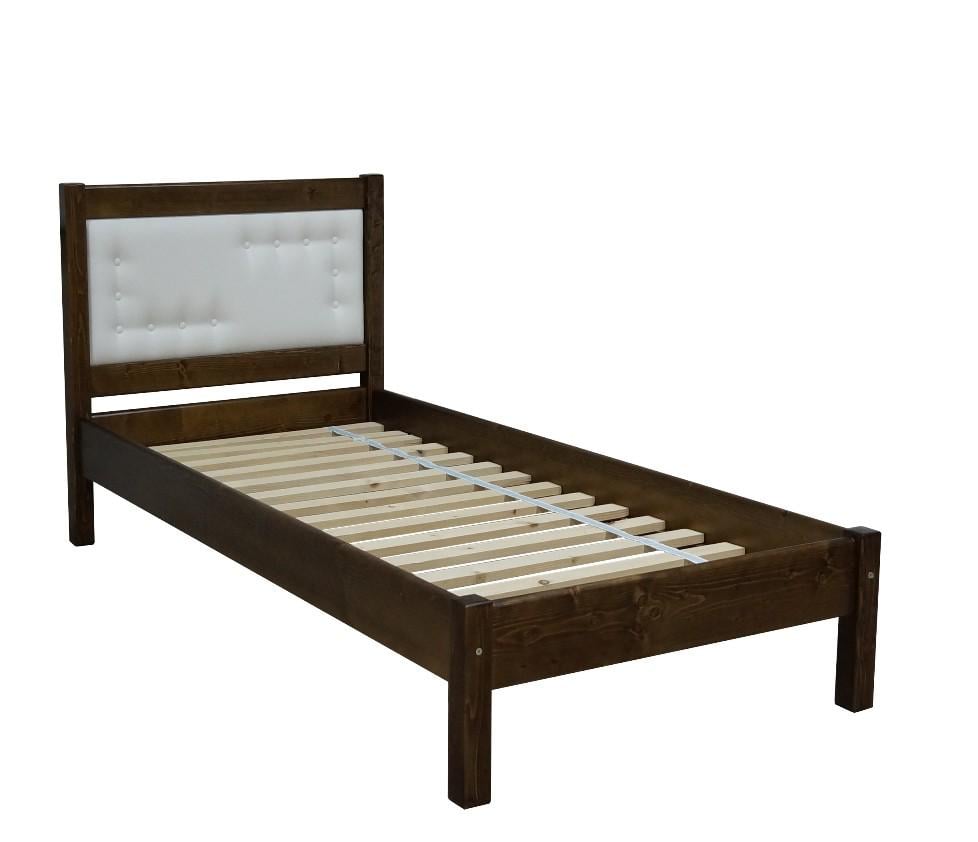 Кровать односпальная деревянная с мягкой вставкой Скиф Л-131 100х200 см Дуб велюр/Лагуна-0 (27566742)