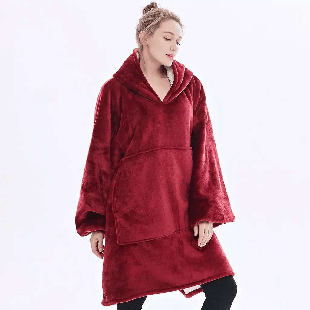 Плед-худі двосторонній з капюшоном Червоний (29433495) - фото 2 Плед-худі двосторонній з капюшоном Червоний (29433495) - фото 2