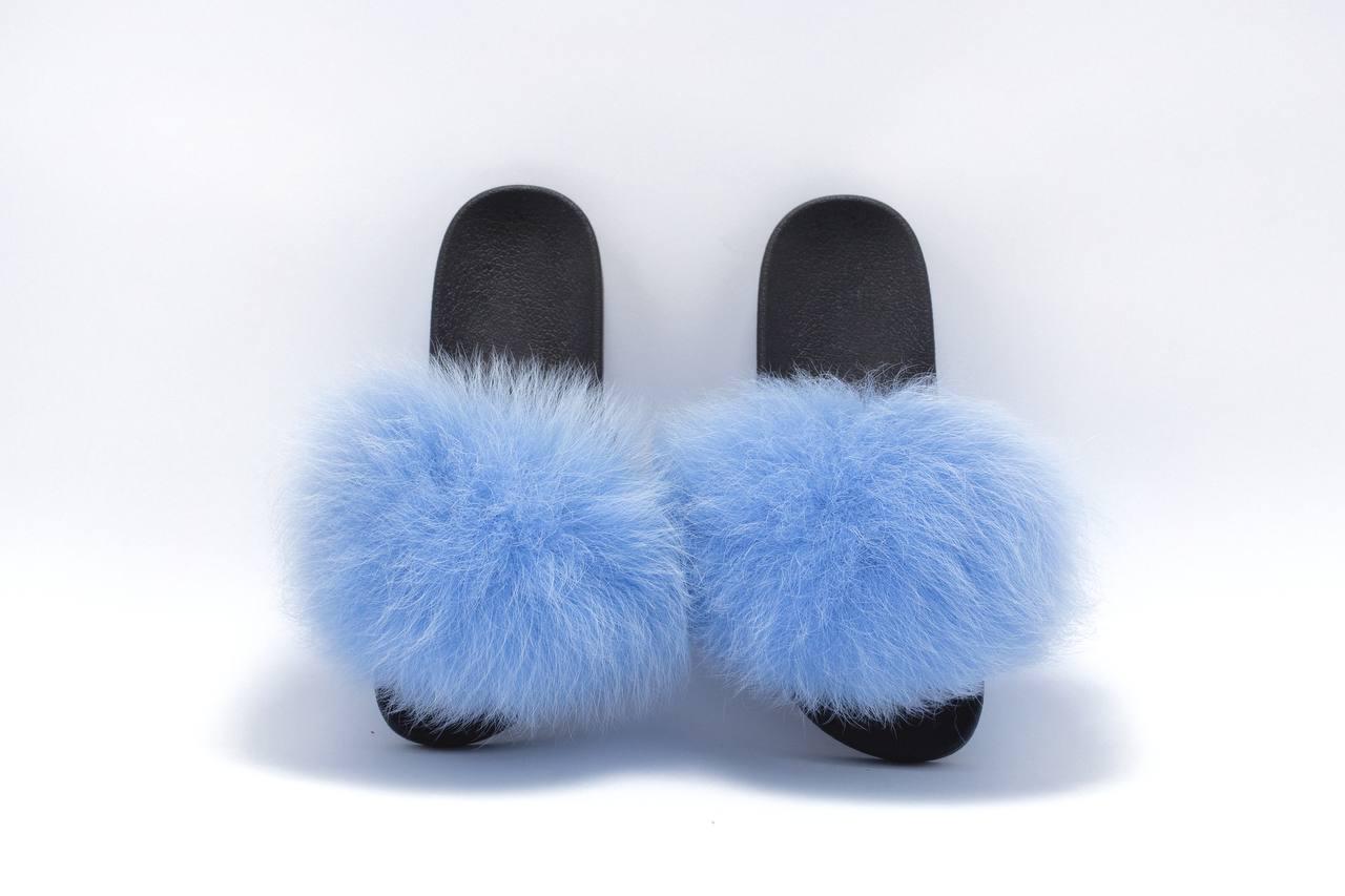 Тапочки Алвані з натуральним хутром песця р. 37 Синій