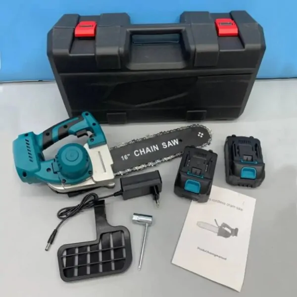 Електропила ланцюгова Electric Saw Blue шина 16" 2 акумулятори 21 В в кейсі (71195)