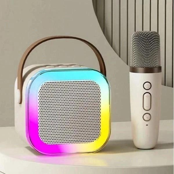 Колонка портативна з караоке мікрофоном та RGB підсвічуванням K12 10W Bluetooth Білий - фото 6 Колонка портативна з караоке мікрофоном та RGB підсвічуванням K12 10W Bluetooth Білий - фото 6