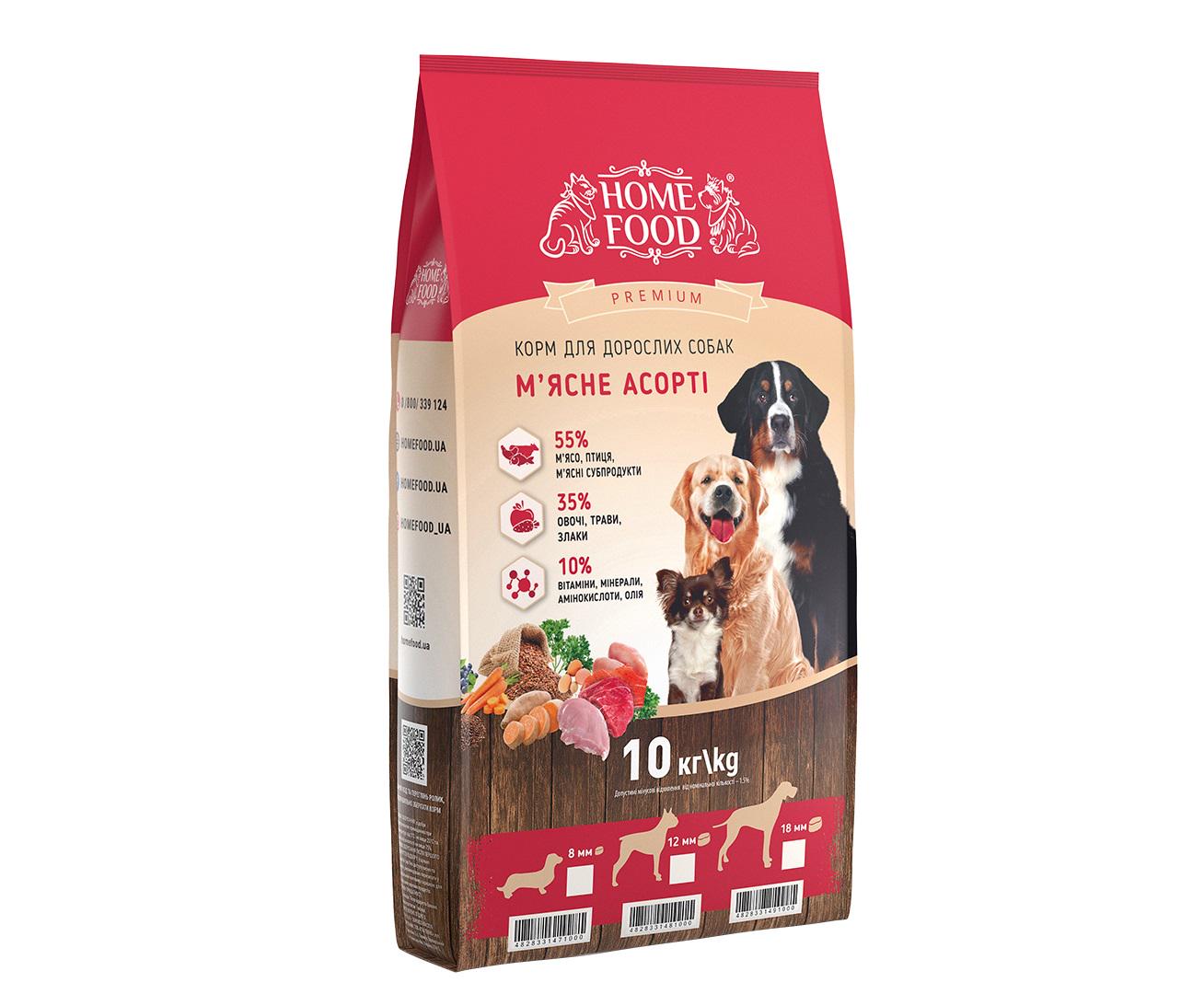 Корм HOME FOOD для мелких пород Мясное ассорти 10 кг