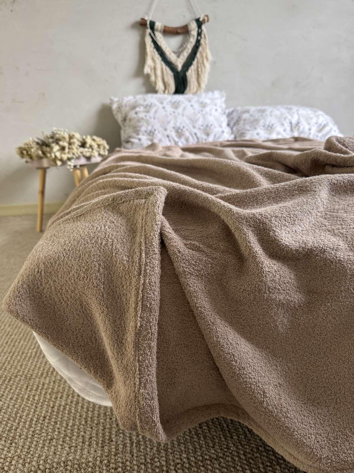 Простынь-покрывало махровое ZEINTEX MADEIRA хлопковое 150х220 см Капучино (26984066) - фото 8