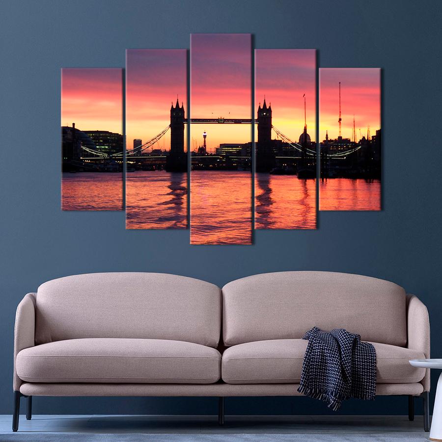 Картина город Тауэрский мост на реке Темза 112x68 см (A747-5)