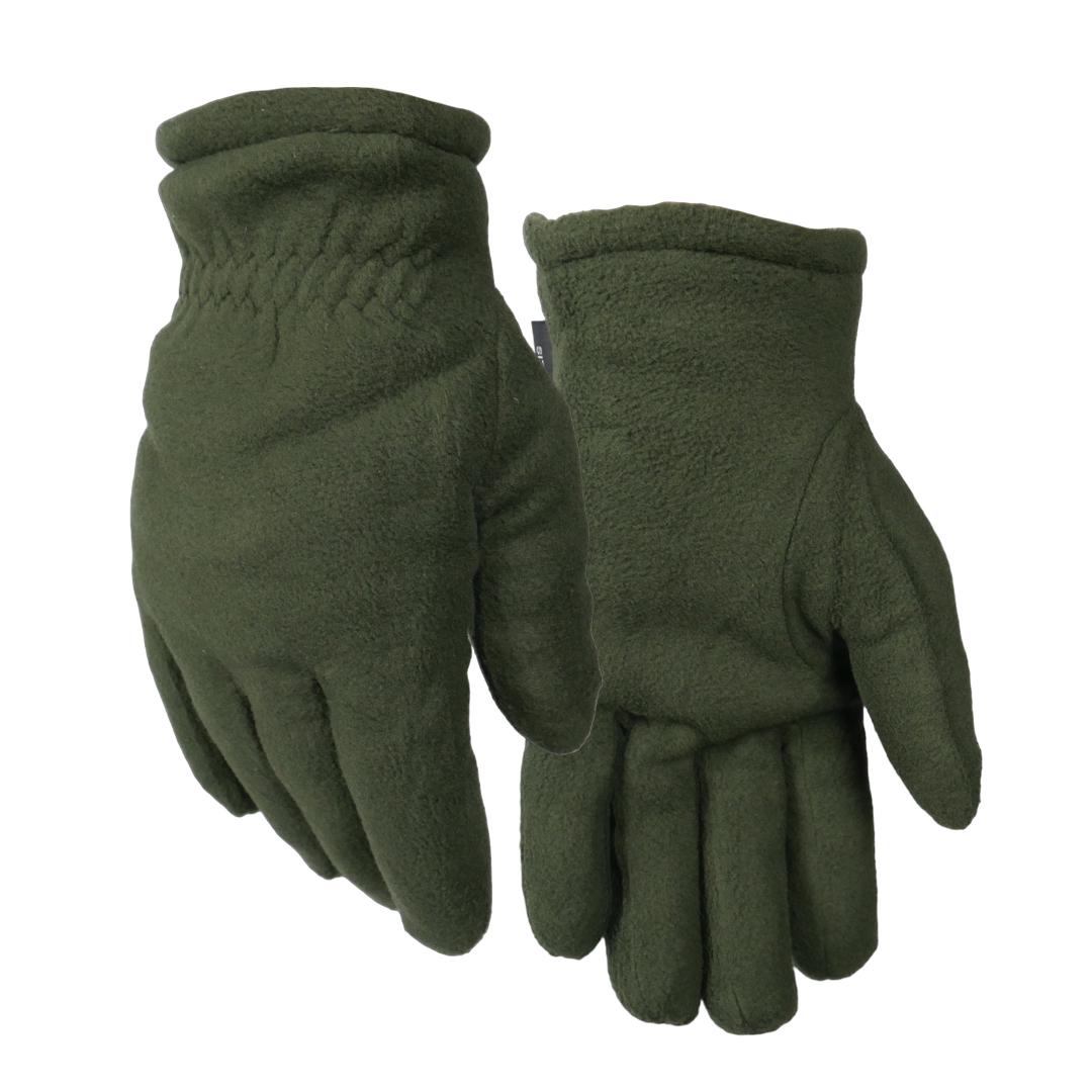 Перчатки флисовые с искусственным мехом Олива