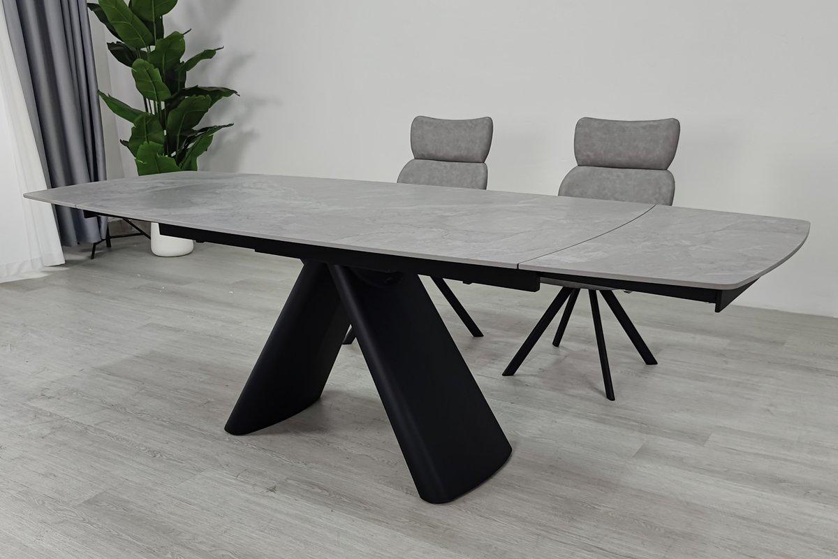 Стол обеденный раскладной Intarsio GreySON CERAMIC 160-240х90 см Серый матовый/Черный (GREYSON160) - фото 2 Стол обеденный раскладной Intarsio GreySON CERAMIC 160-240х90 см Серый матовый/Черный (GREYSON160) - фото 2