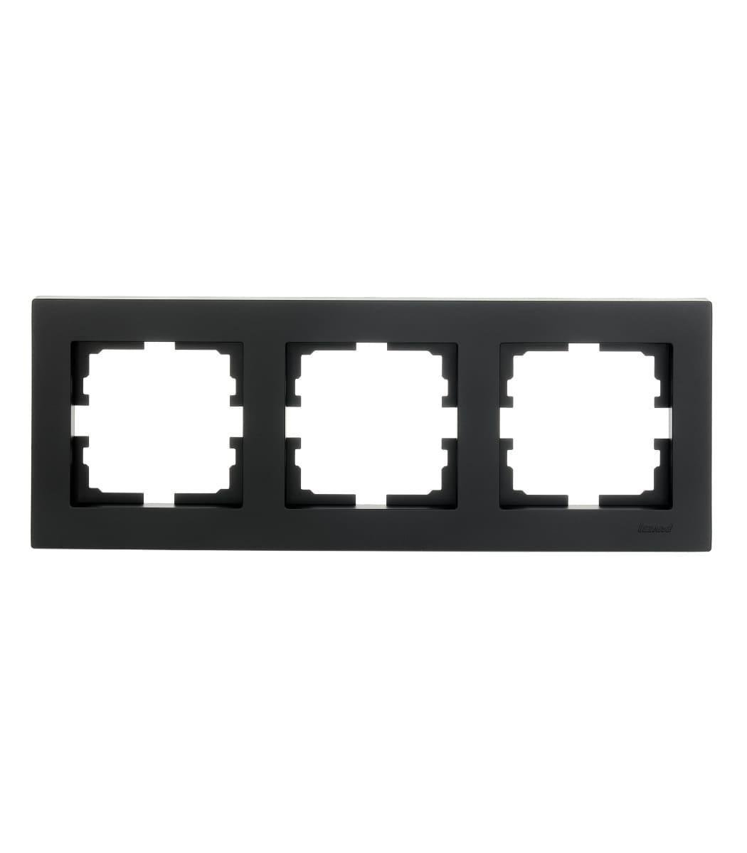 Рамка трехместная горизонтальная Lezard Vesna Черный (00000023103)