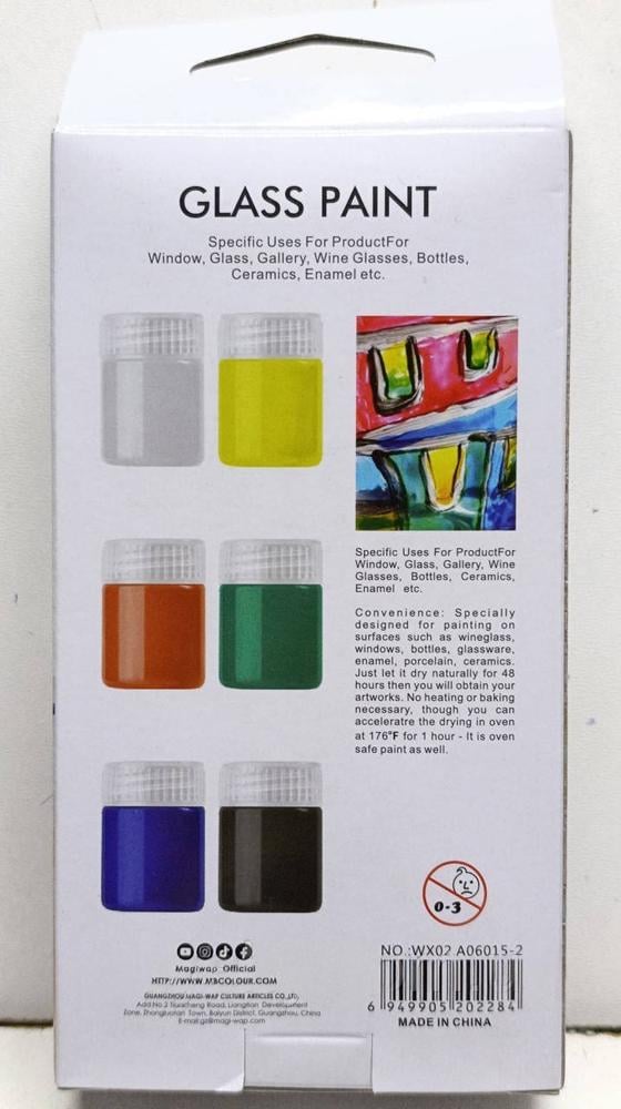 Акриловые витражные краски по стеклу с кисточкой 6 цветов по 15 мл (37-122593) - фото 10 Акриловые витражные краски по стеклу с кисточкой 6 цветов по 15 мл (37-122593) - фото 10