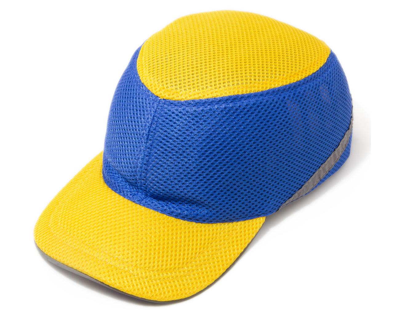 Каска-бейсболка ударостійка зі світловідбиваючою стрічкою Жовто-синій