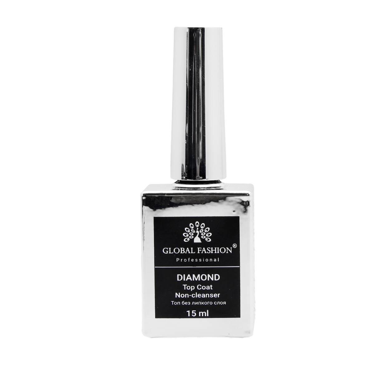 Топ для гель-лаку Global Fashion Top Coat Алмазний без липкого шару 15 мл