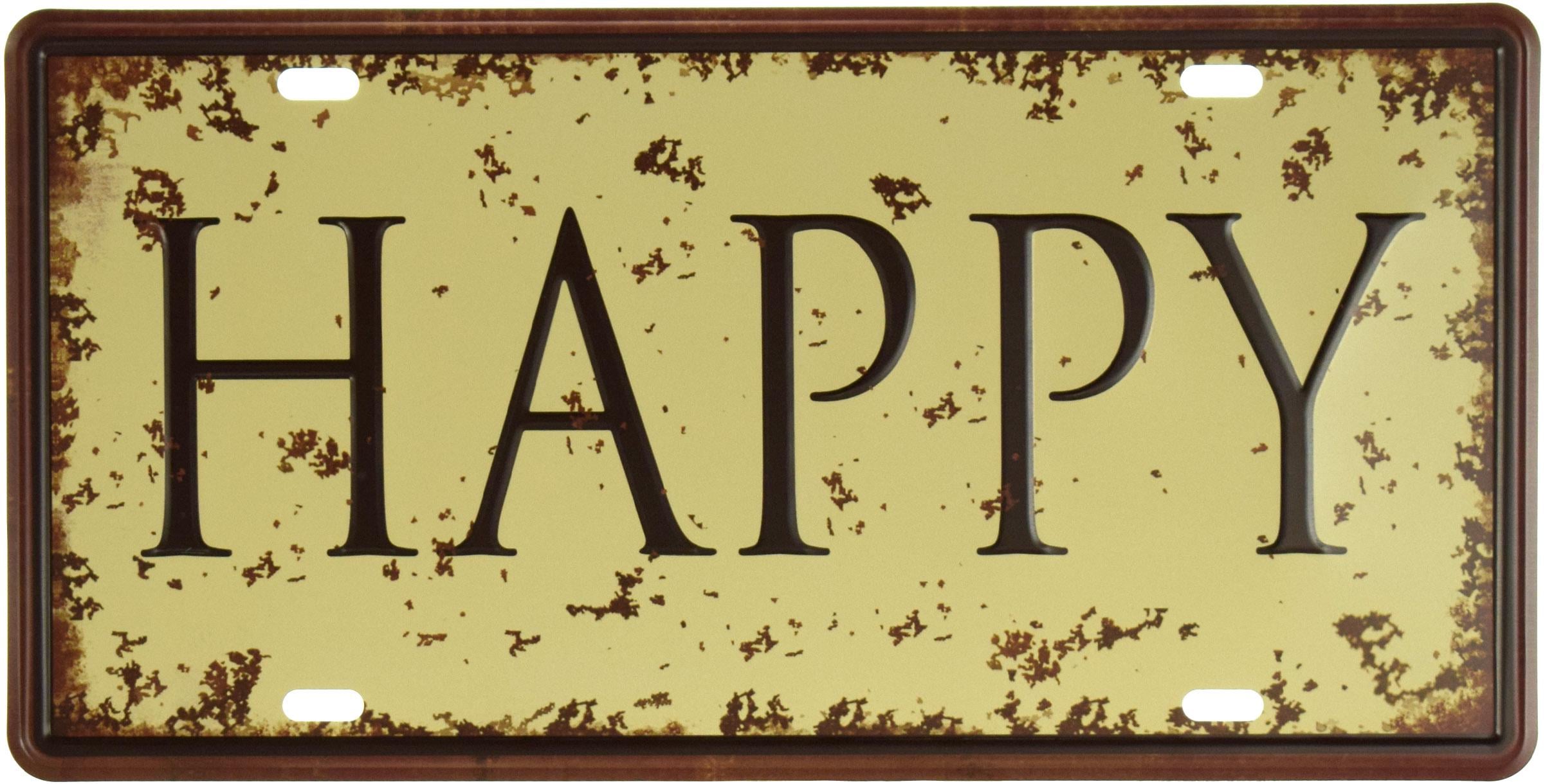 Табличка металлическая Счастливый/Happy 15x30 см