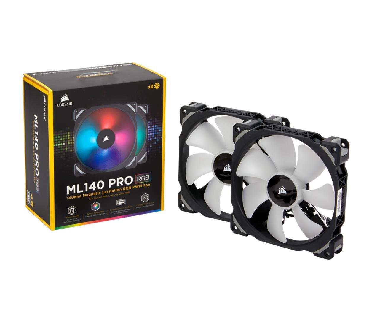 Кулер для ПК Corsair ML140 RGB LED Premium Magnetic Levitation Twin Pack with Lightining Node Pro (CO-9050078-WW) Кулер для ПК Corsair ML140 RGB LED Premium Magnetic Levitation Twin Pack with Lightining Node Pro (CO-9050078-WW)