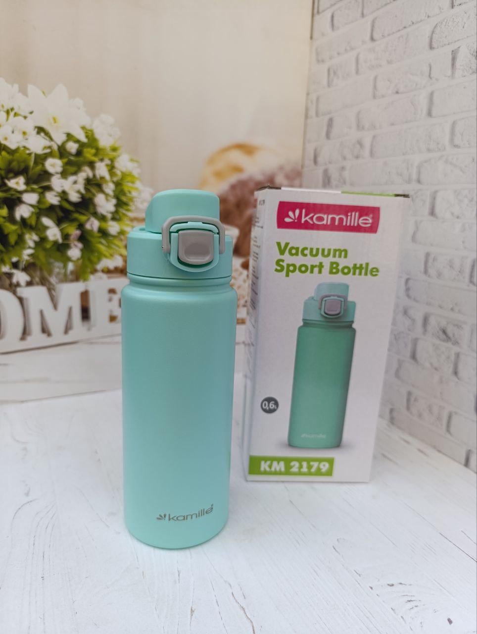 Термобутылка Kamille KM-2179 из нержавеющей стали 600 мл Бирюзовый (KM-2179)