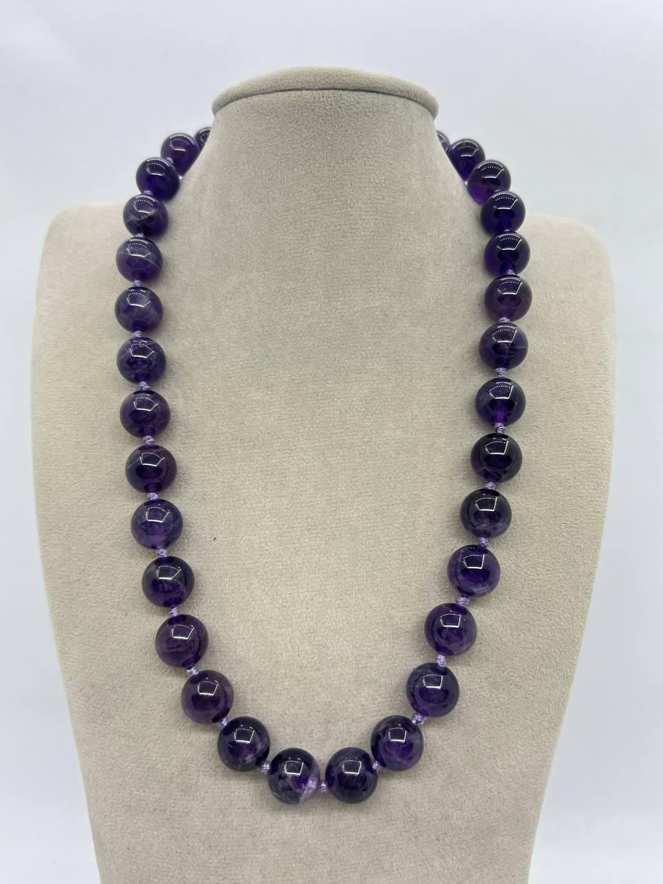 Бусы аметист 12 мм 44 см Фиолетовый (11687)