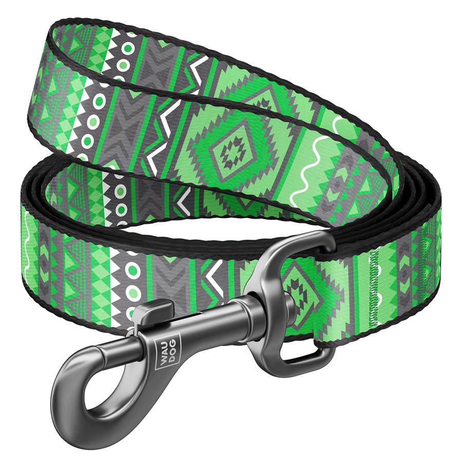 Поводок для собак WAUDOG Этно нейлоновый 122 см 20 мм Зеленый (25213)