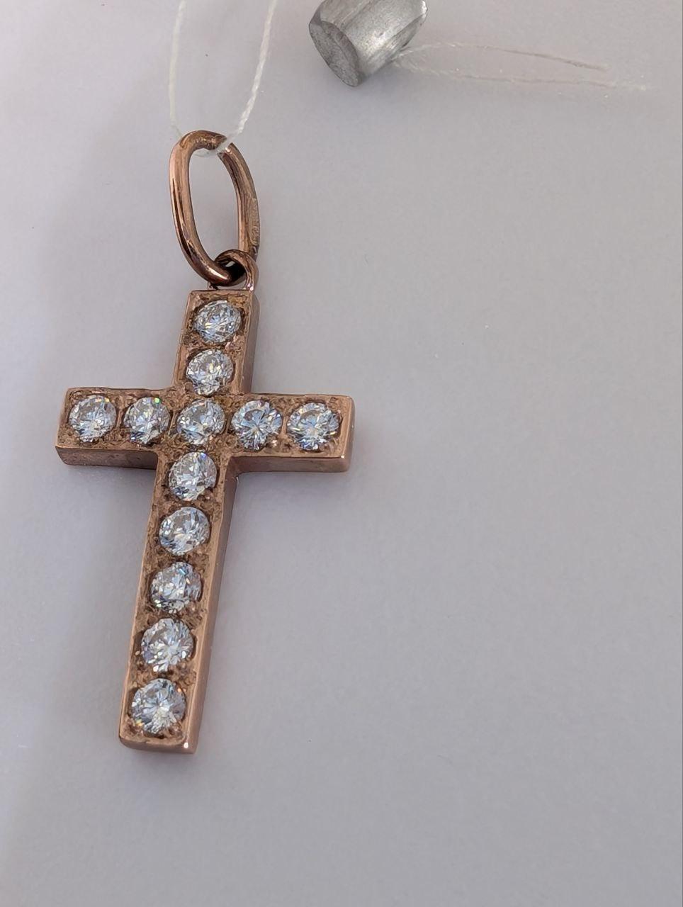 Срібний хрестик 925 проба в позолоті з білими камінчиками (2825788407) - фото 2 Срібний хрестик 925 проба в позолоті з білими камінчиками (2825788407) - фото 2