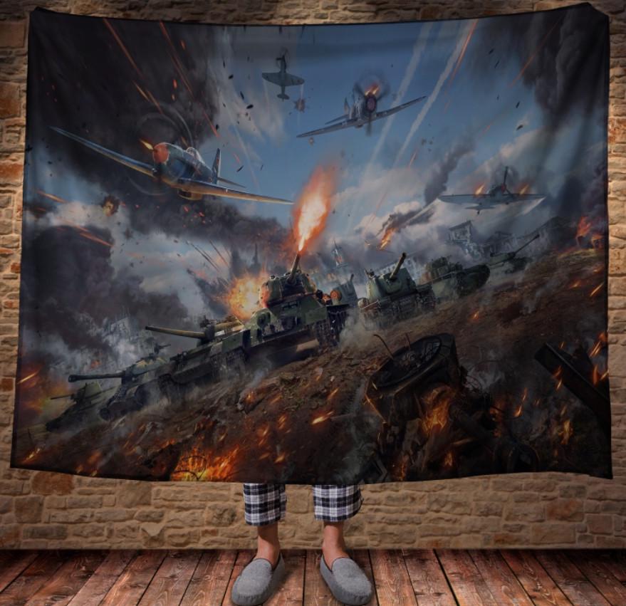 Плед с 3D принтом Танки in battle War Thunder 150x200 см (epi_0113)