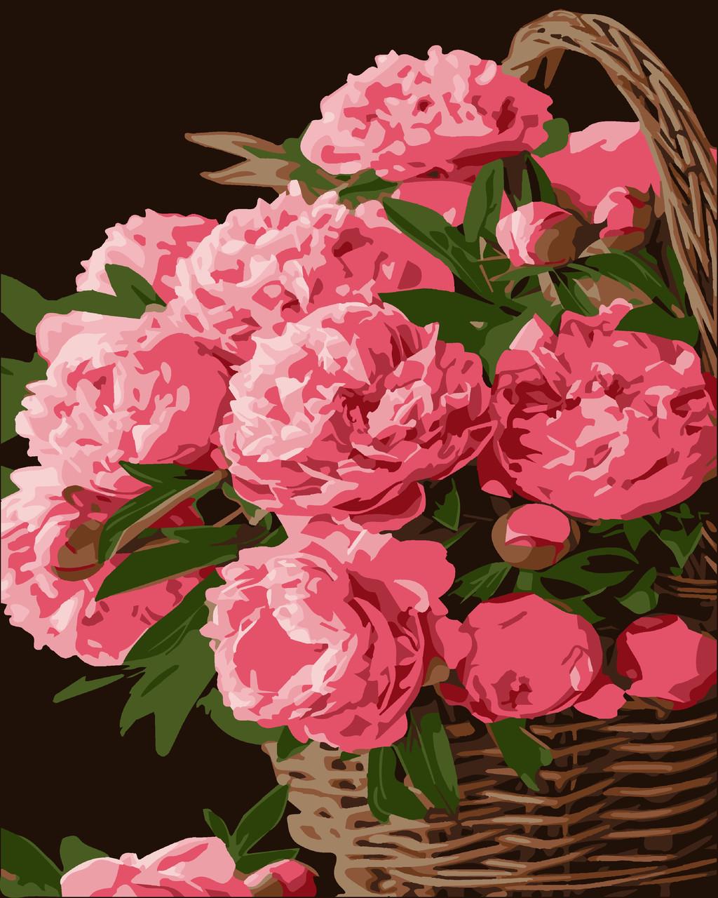 Картина за номерами Artissimo Кошик півоній 40х50 см (PN1971)