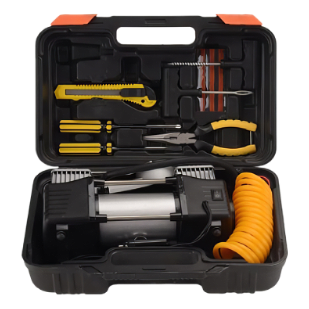 Компресор двопоршневий для накачування автомобільних шин з набором інструментів (28781941)