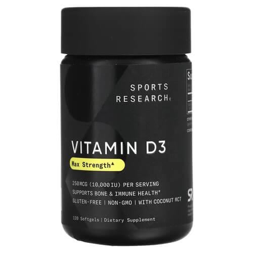 Витамин D Sports Research Vitamin D3 250 mcg 10,000 IU 120 жидких капс. (SRE-09012)