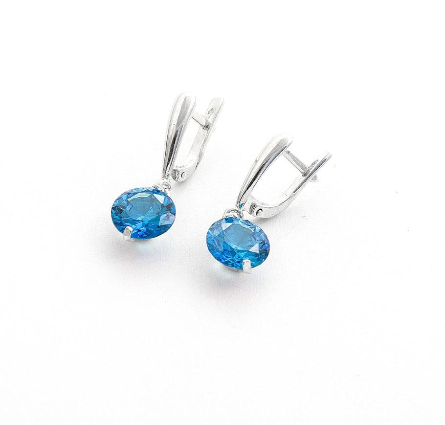 Серьги серебряные с фианитом Maxi Silver 7944 Голубой (87944)