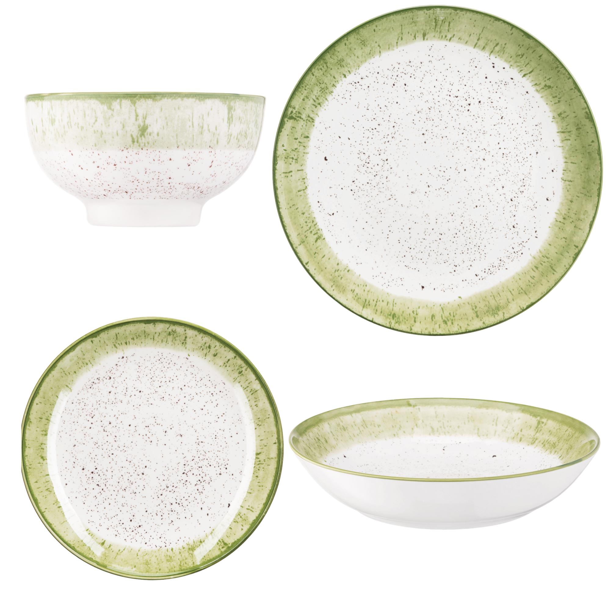 Столовый сервиз Ardesto Siena 4 предмета 1 персона фарфор Бело-зеленый