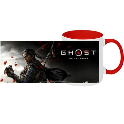 Чашка двухцветная с полной запечаткой Ghost of Tsushima 320 мл Красно-белый (5400110-18-116718)