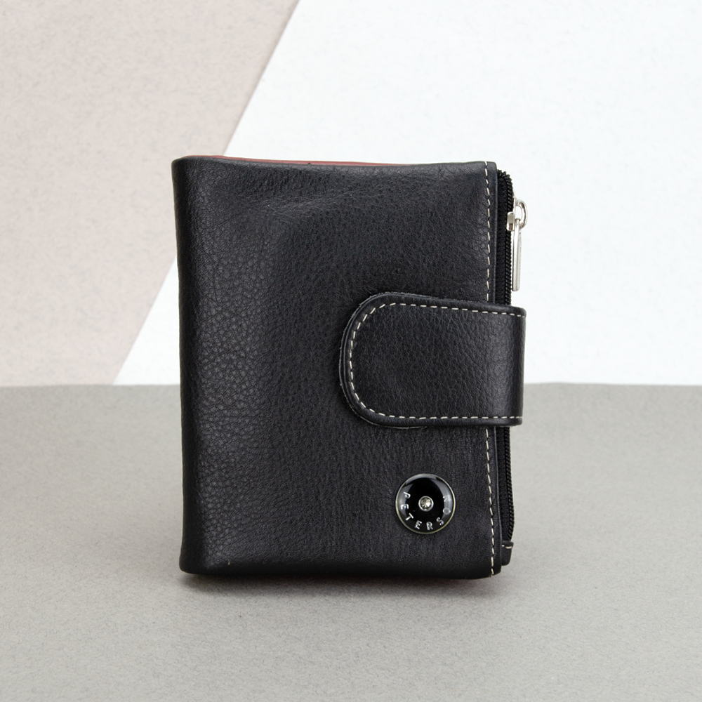 Кошелек женский кожаный Peterson D24-S на кнопке Черный (2530391083)